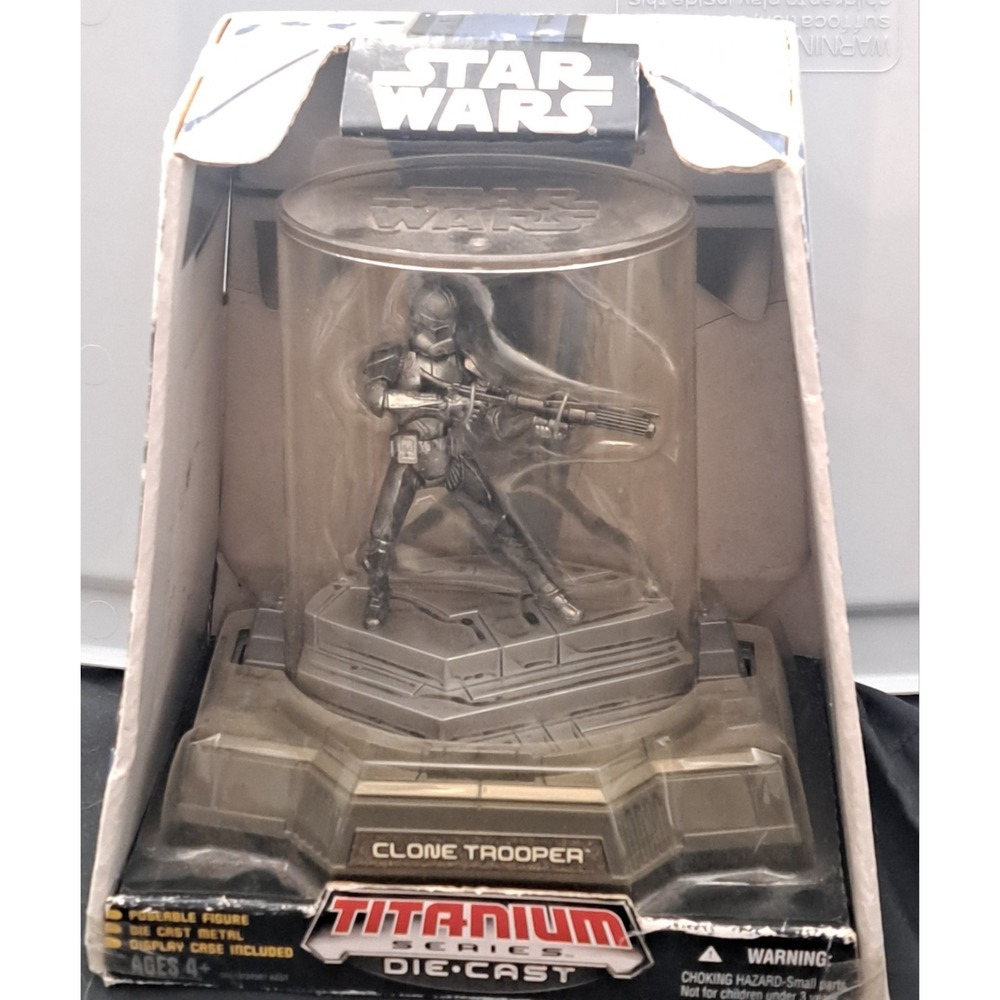 Star Wars Vintage Titanium Series Clone Trooper Die-Cast Figure w/ Display Case